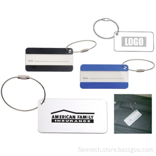 Aluminium Luggage Tag with Steel Wire Loop for Travelling with Custom Logo for Promotional Gift Use Giveaways Gadgets for Events